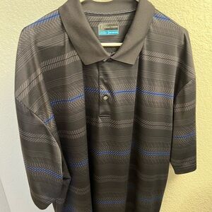 PGA Tour Black and Blue Patterned Polo Shirt